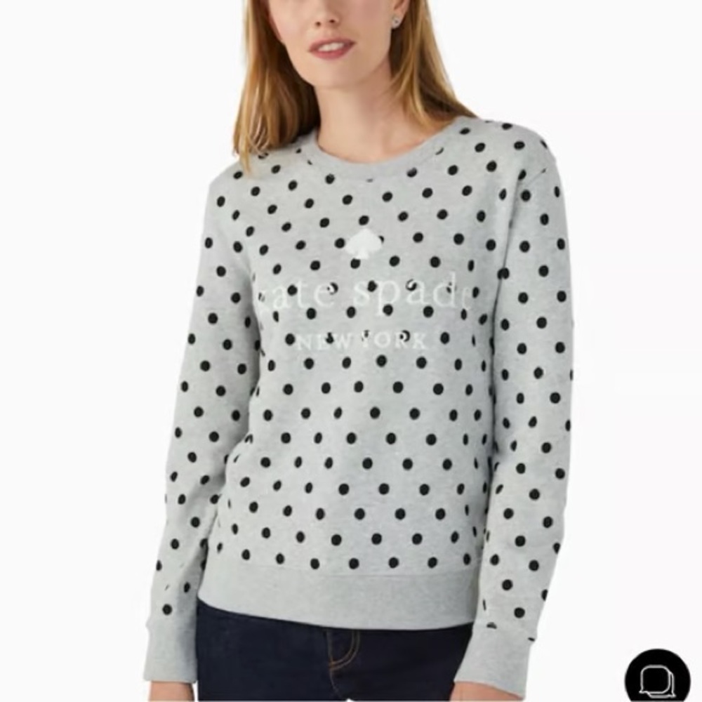 Kate Spade Dot Sweatshirt Small Gray and Black